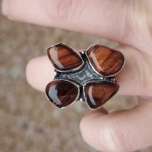 New Red Tiger Eye 925 Silver Ring. - Picture 3 of 14
